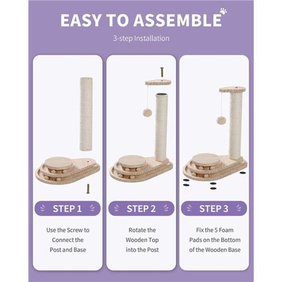 Cat Scratching Post Cat Scratcher Toy Wooden Two-Layer Cat Turntable - Picture 4 of 7